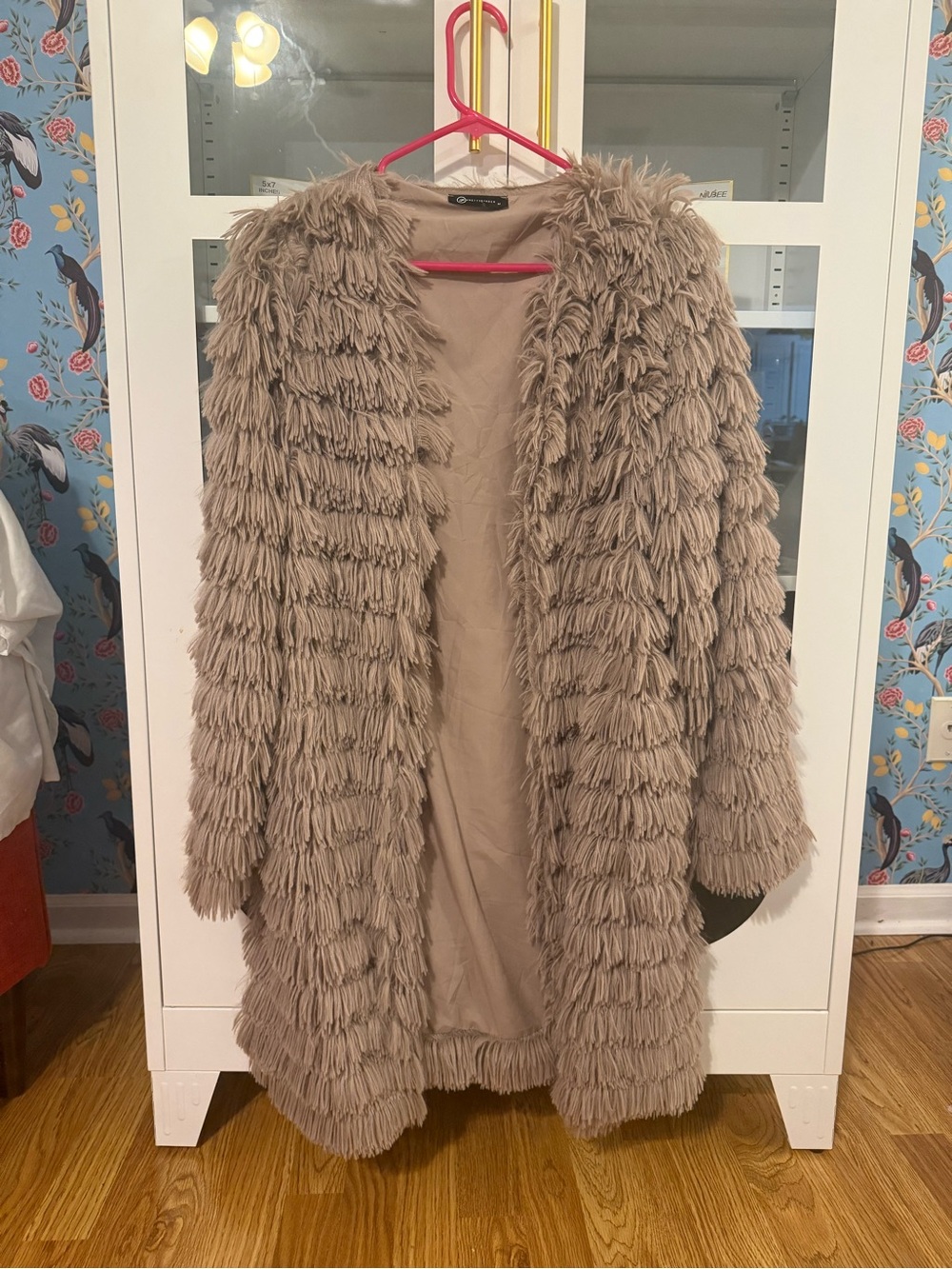 Cozy Fringe Open-Front Sweater Coat - Taupe